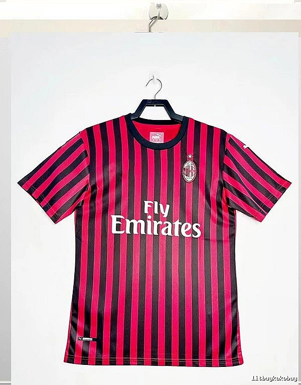 AC Milan Lightweight Retro soccer jersey Red Black Striped for Gift Ideas