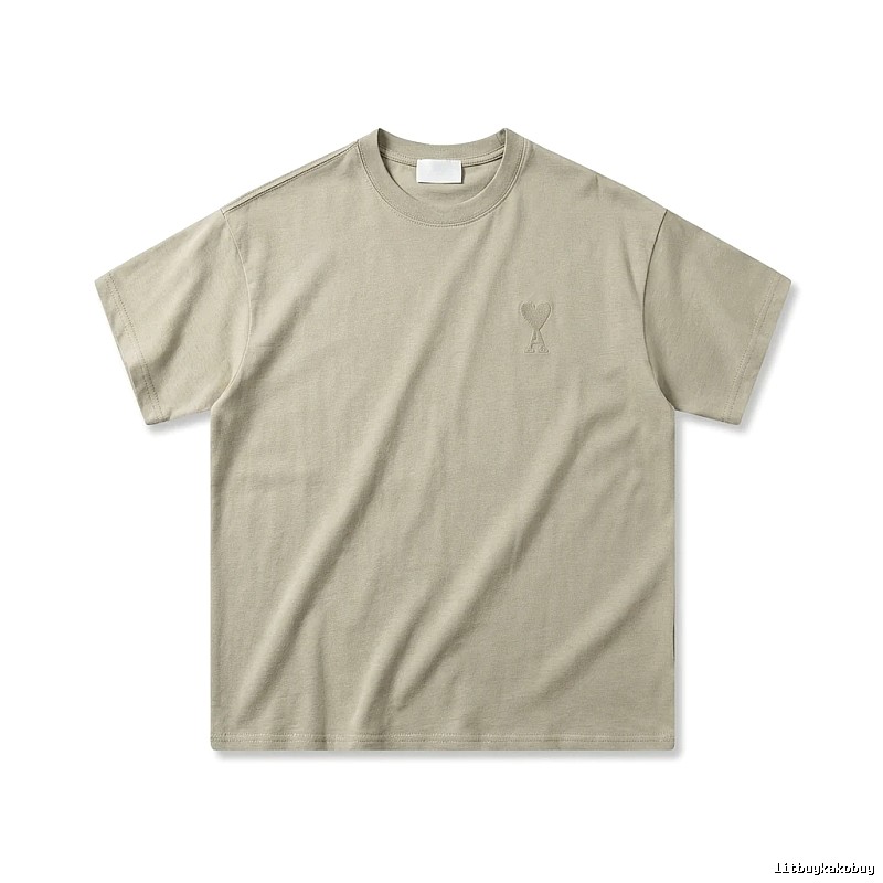 AMI minimalist style khaki T-shirt