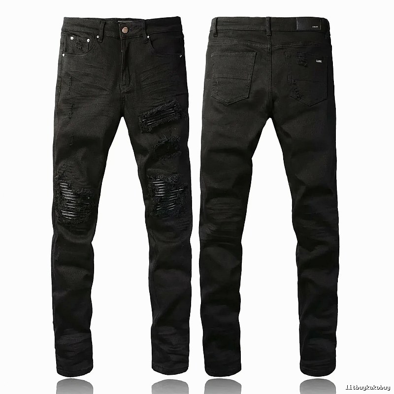 AMI Trendy Black Pants with Holes