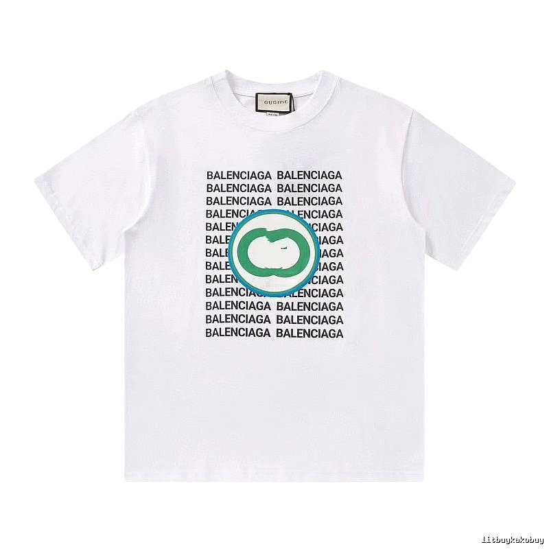 Balenciaga All-over Print Trendy Style White T-Shirt