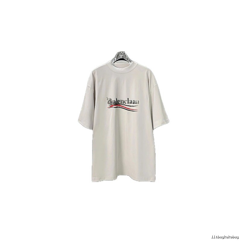 Balenciaga alphabet-style white T-shirt.