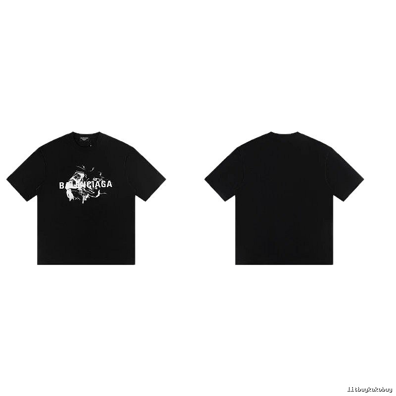 Balenciaga Distressed Print Cool Trendy Black T-Shirt