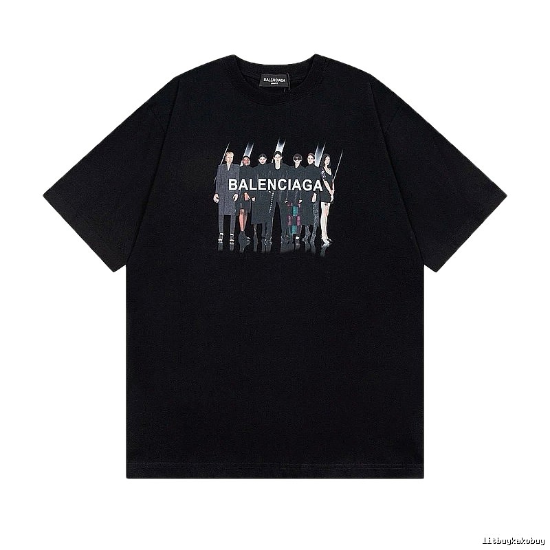 Balenciaga Portrait Print Trendy Black T-Shirt