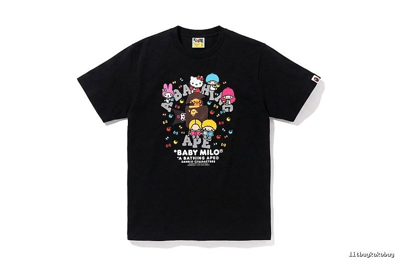 Black T-shirt with Bape cartoon prints