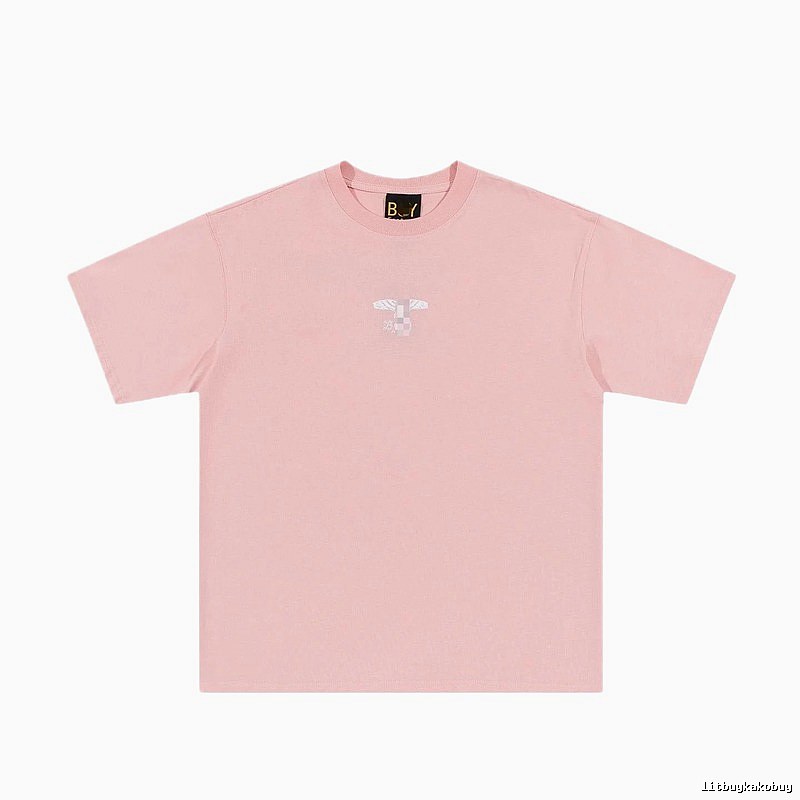 BOY Wing Print Street-style Pink Short Sleeve T-Shirt