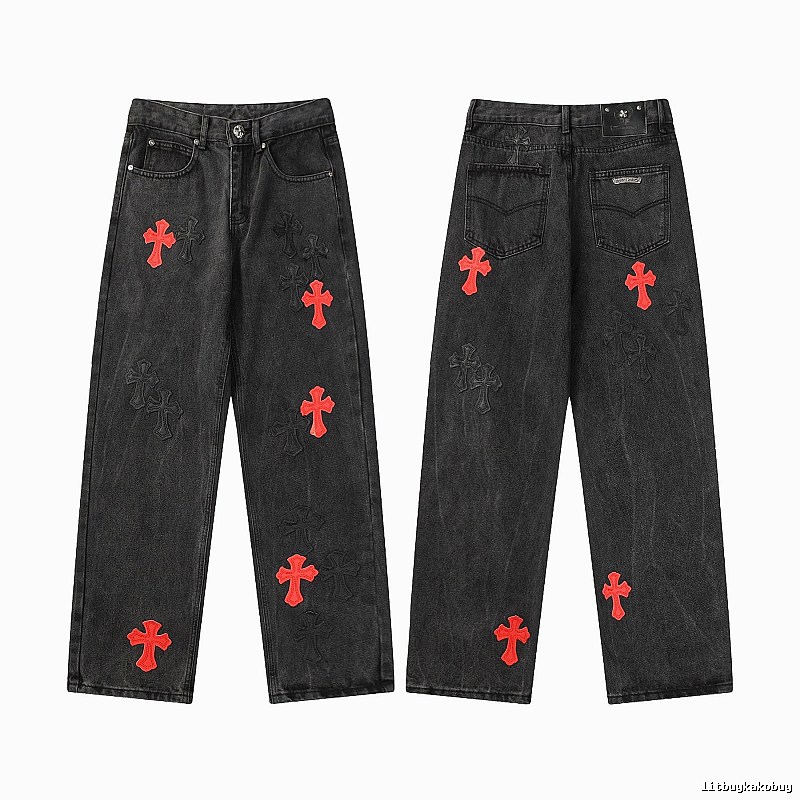 Chrome Hearts Premium Style Graphic jeans Light Denim Jeans for Minimal Outfits