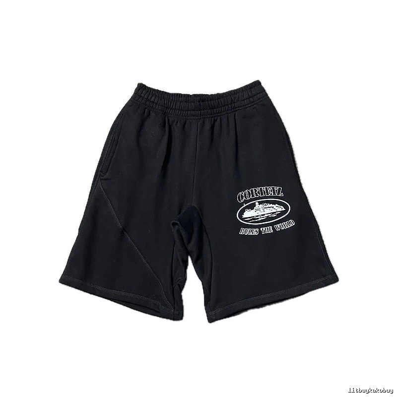 Corteiz retro-style black shorts
