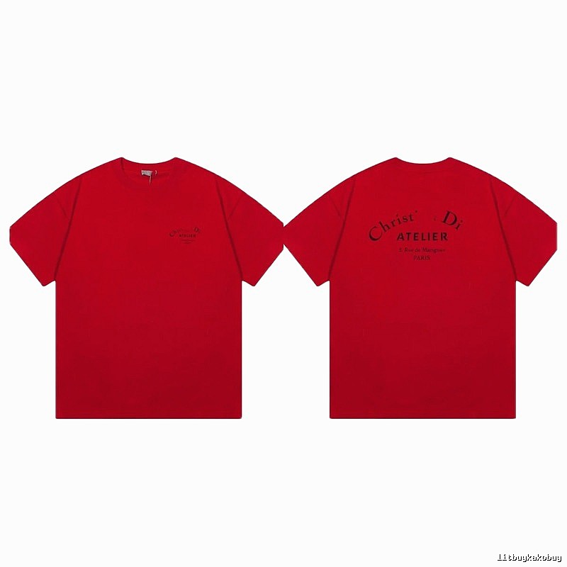 Dior Atelier Minimalist Style True Red Short-sleeve T-shirt