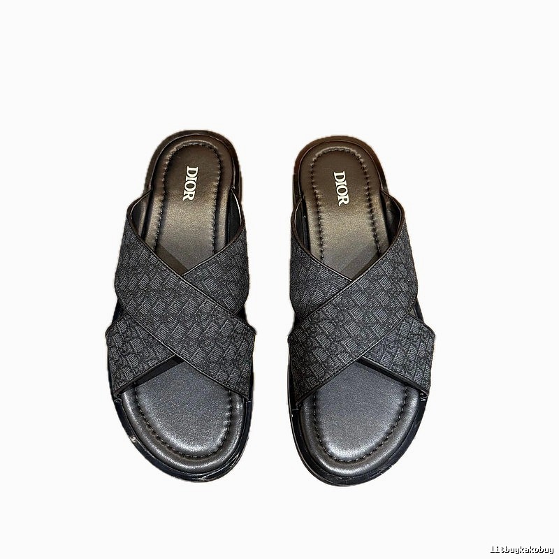 Dior Oblique Casual Style Black Slides