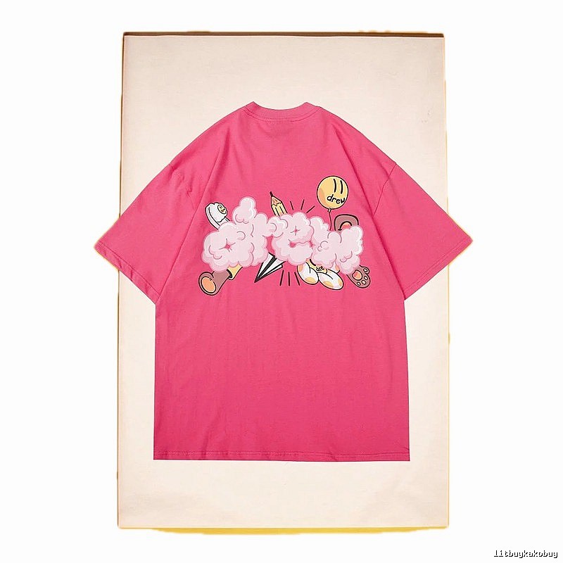 DREW Cloud Print Street Style Pink T-Shirt