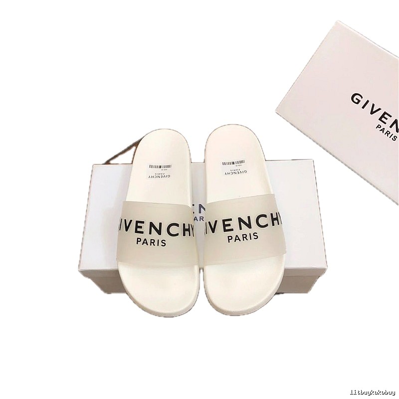 Givenchy Letter-Print Casual Style White Slide Sandals