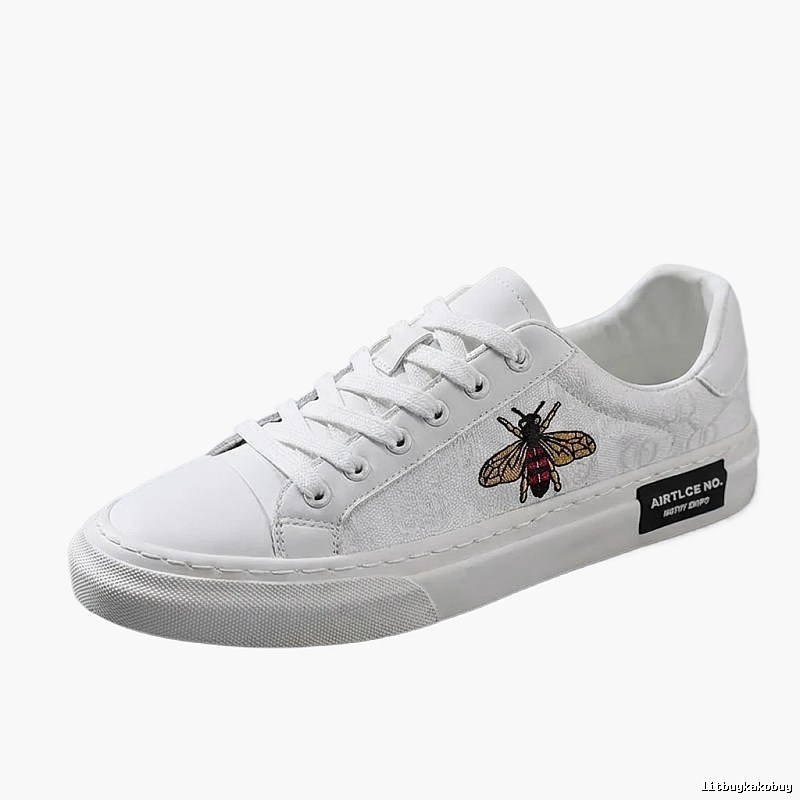 Gucci bee - embroidered small white shoes