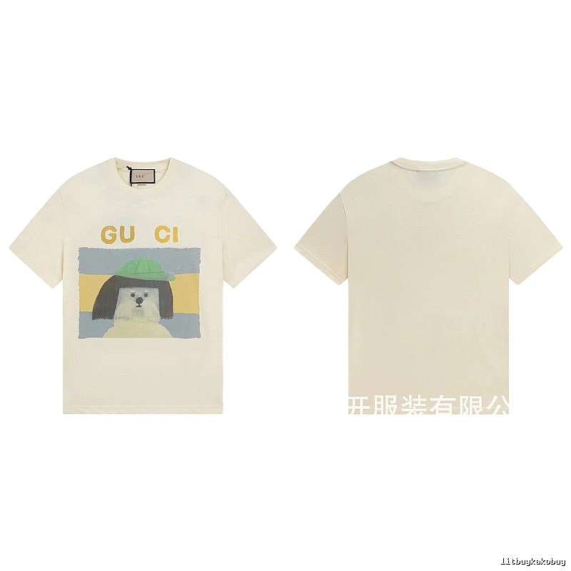 Gucci Puppy Print Casual Style Off-white T-shirt