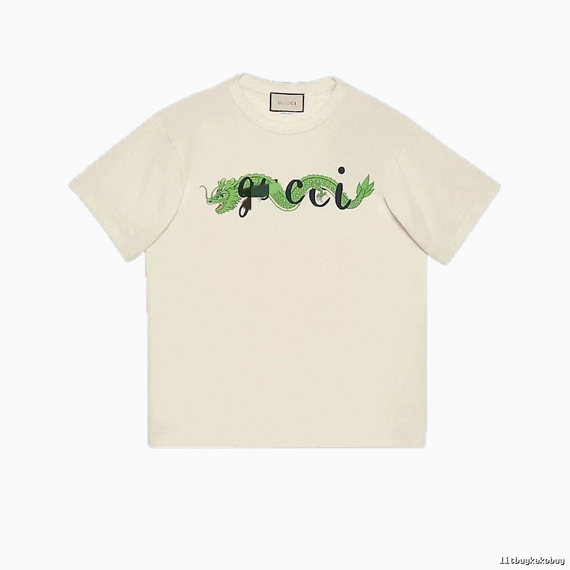 Gucci Year of the Dragon Collection Vintage Style Off-White Short Sleeve T-Shirt