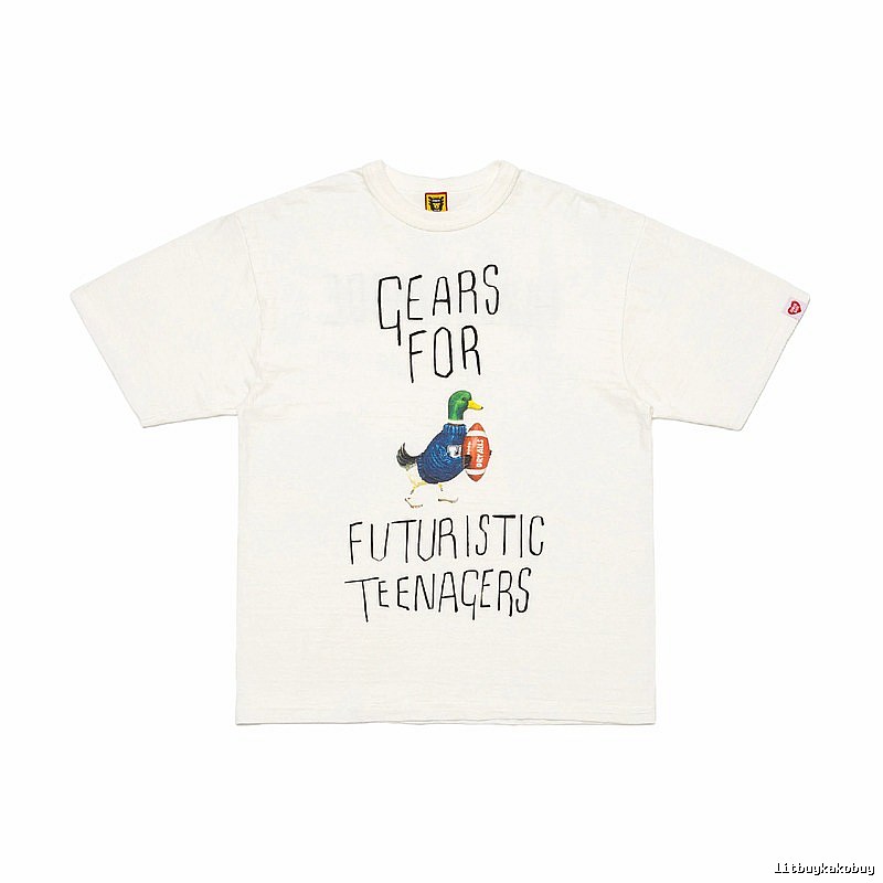 HUMAN MADE Japanese Streetwear Green Duck Printed Off-white T-shirt