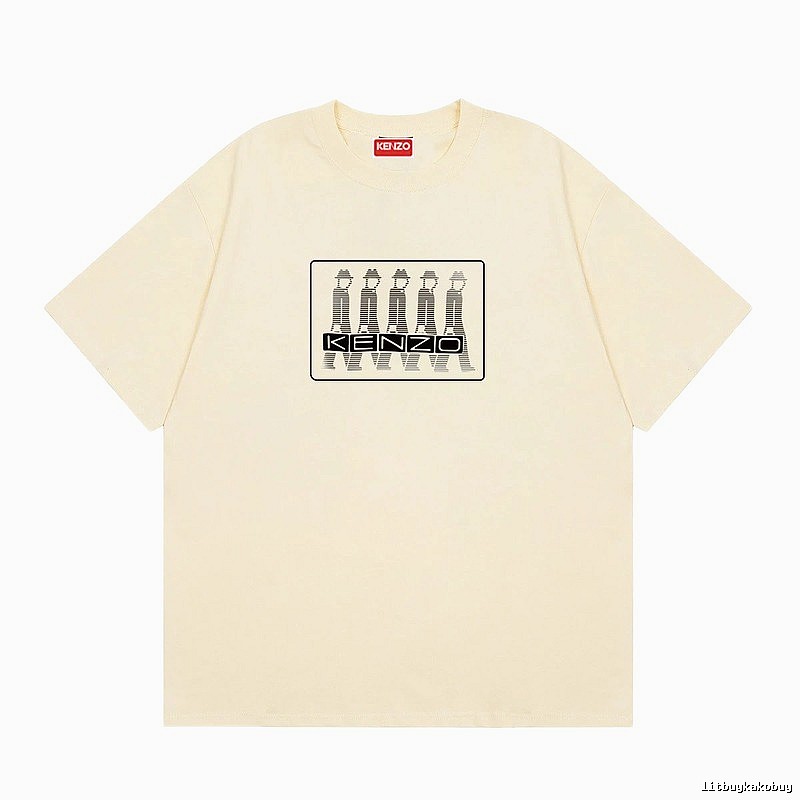 KENZO Character Print Casual Style Beige T-shirt