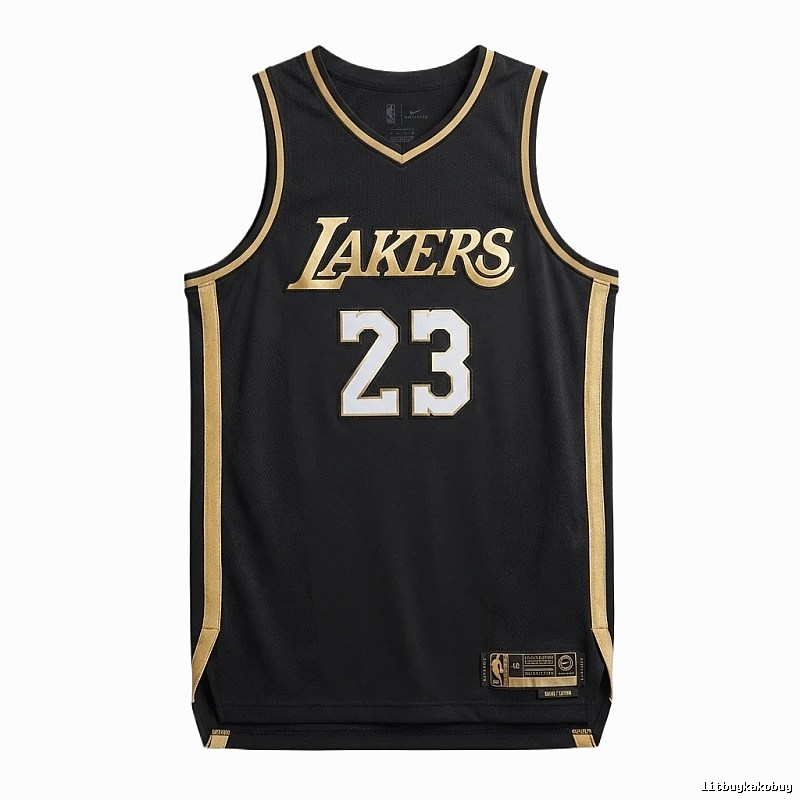 LBJ Lakers black and gold basketball uniform