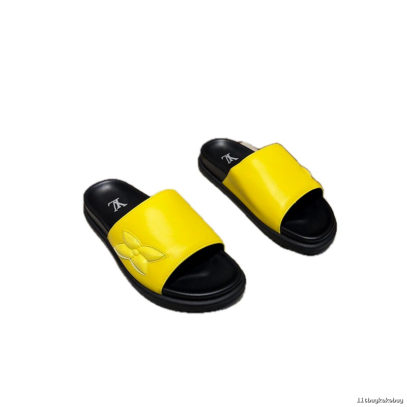 Louis Vuitton Monogram Casual Style Yellow and Black Slides