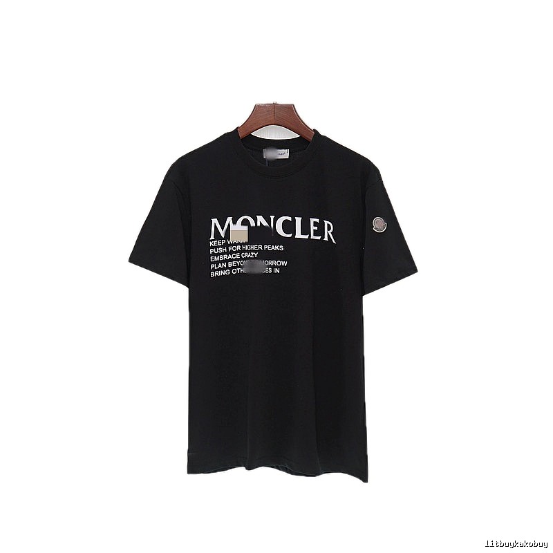Moncler Alphabet Print Casual Style Black T-shirt