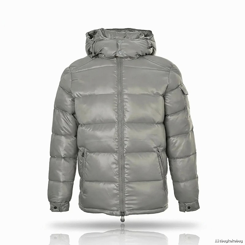 Moncler hooded fashionable grey down jacket