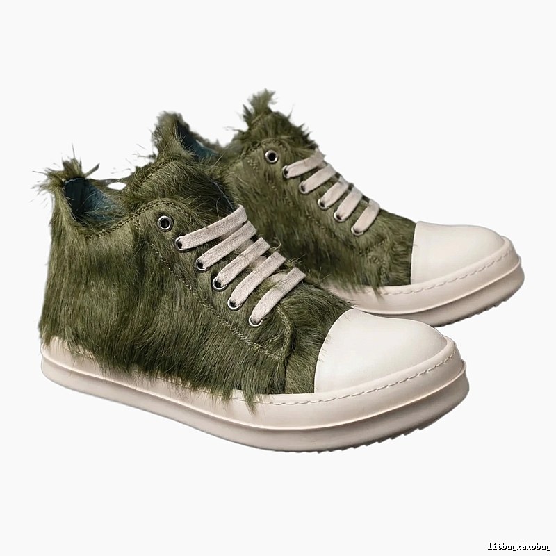 Rick Owens fluffy high-top shoes (green)