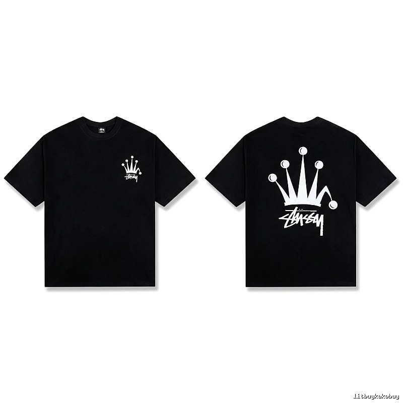 Stussy Crown Trendy and Cool Style Black T-shirt