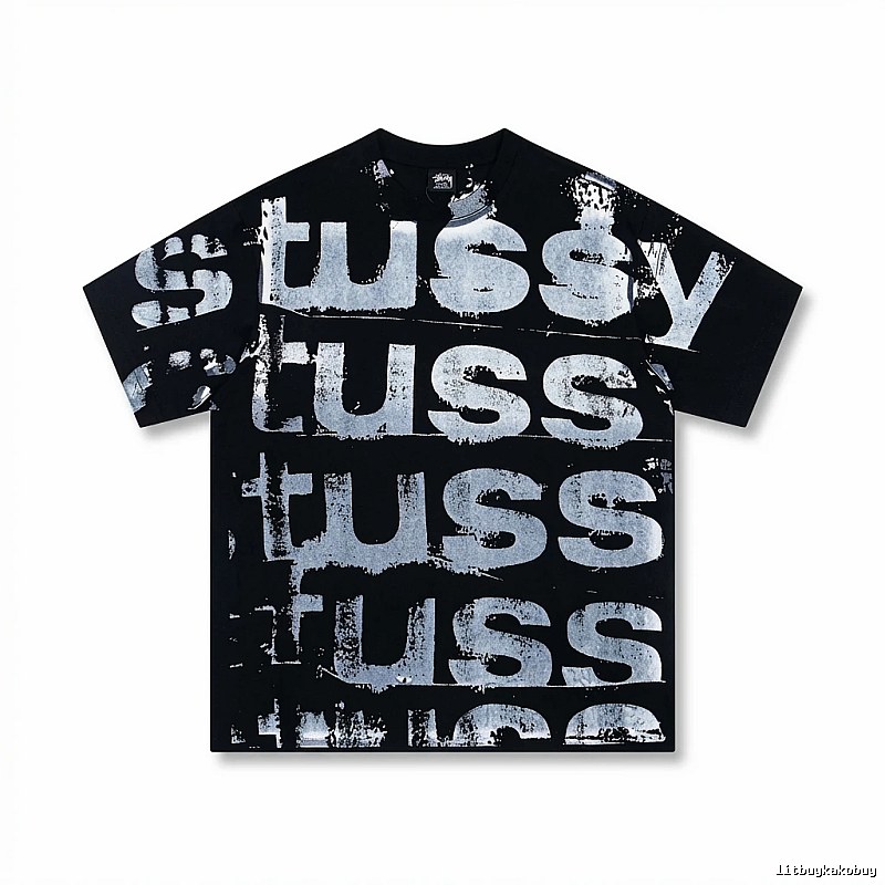 Stussy graffiti-style black T-shirt with letters