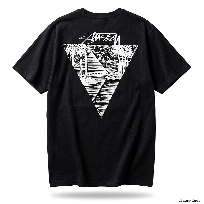 Stussy triangle print style black T-shirt