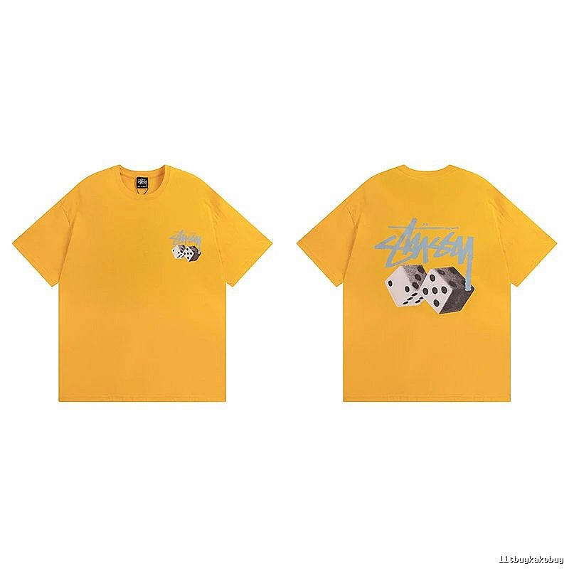 Stussy Yellow Spider Graphic T-Shirt Summer Styling Logo