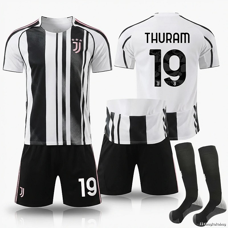 The black and white striped football jersey of Juventus.