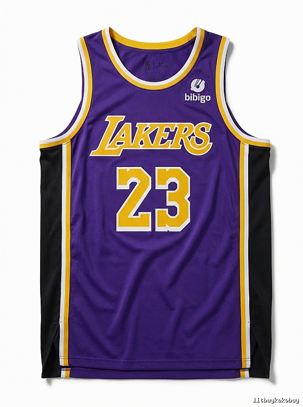 The retro-style No. 23 jersey of the Los Angeles Lakers.