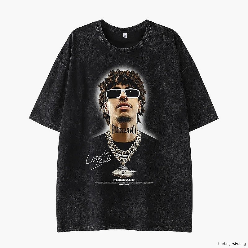 Tupac Daily Portrait graphic T-shirt Black Tupac Collage for City Outfits