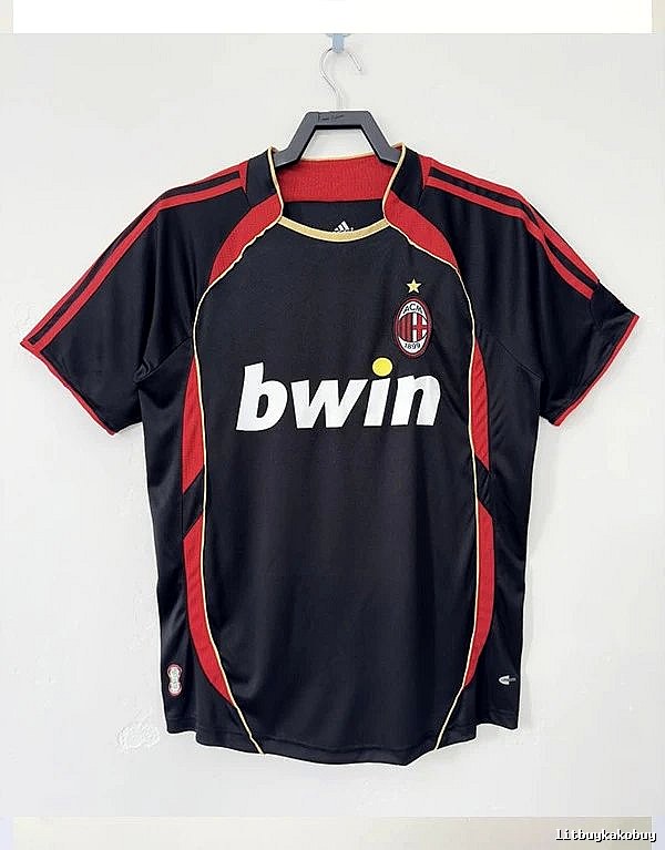 AC Milan Relaxed Retro soccer jersey Red Black Striped with Designer-Inspired Detail