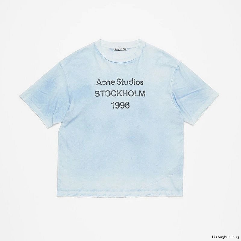 Acne Studios 2090-80 Light Blue Style Ac908046 Stockholm Logo T-Shirt Gift Ready