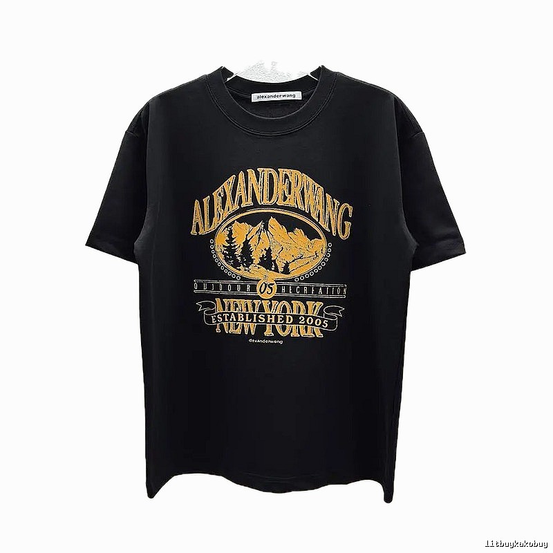 Alexander Wang Vintage-style Printed Black T-Shirt