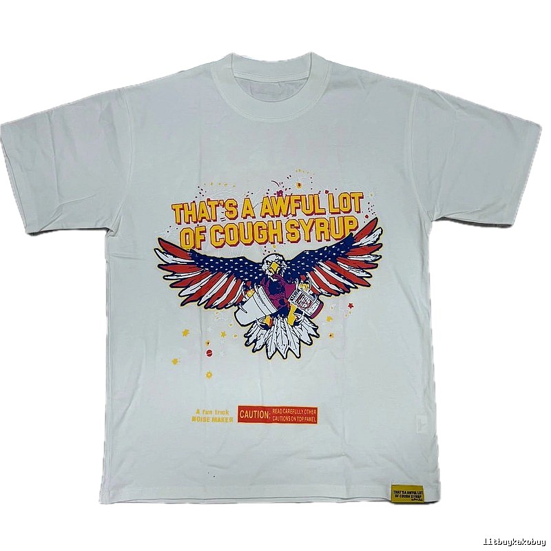 ALOCS Flying Eagle Print American Vintage White T-shirt