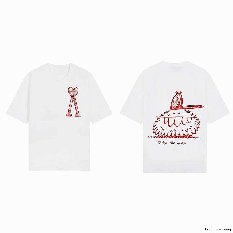AMI cartoon printed white T-shirt
