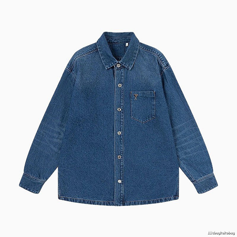 AMI casual style denim blue shirt