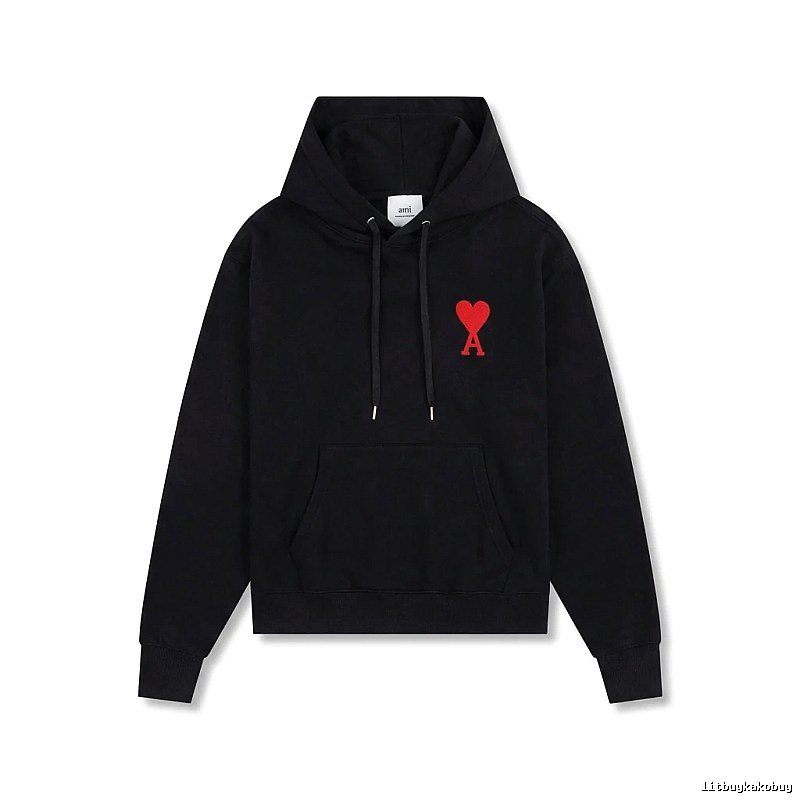 AMI Embroidered Heart Black Sweatshirt