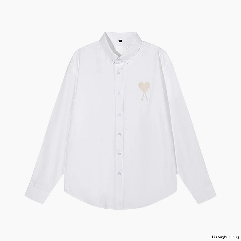 AMI Heart Embroidery White Shirt