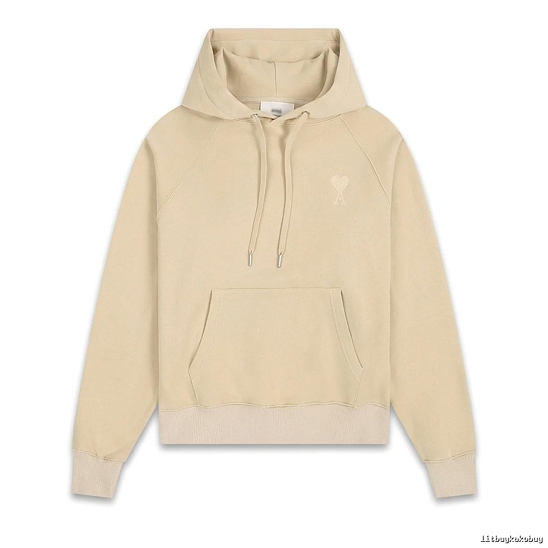 AMI Love Minimalist Style Beige Hoodie