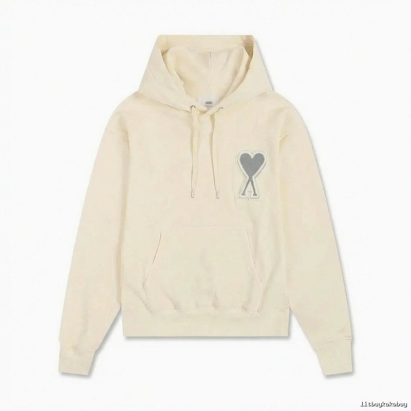 AMI Love Minimalist Style Beige Hoodie