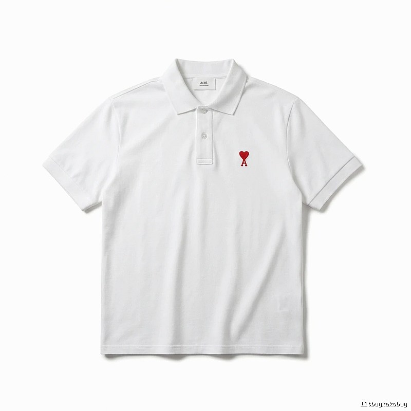 AMI Love Simple White Polo Shirt