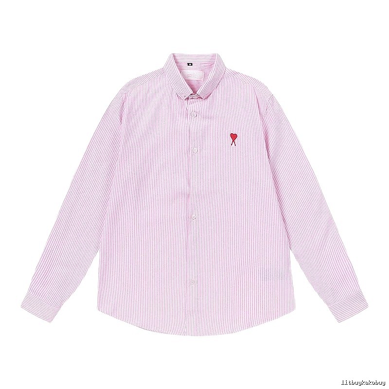 AMI Stripe Minimalist Style Pink Shirt