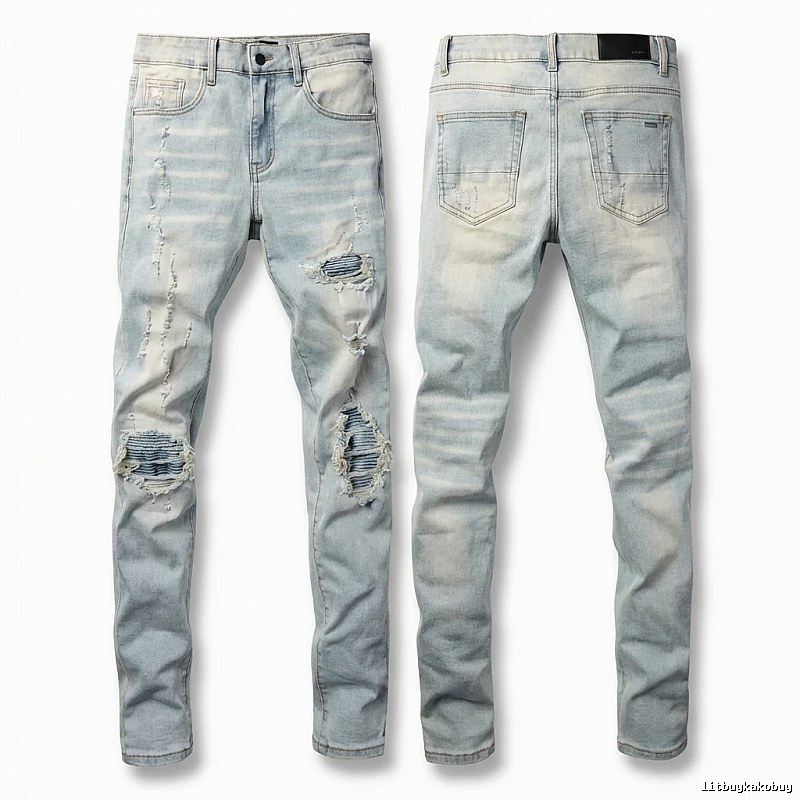 AMI Trendy Light Blue Jeans with Holes