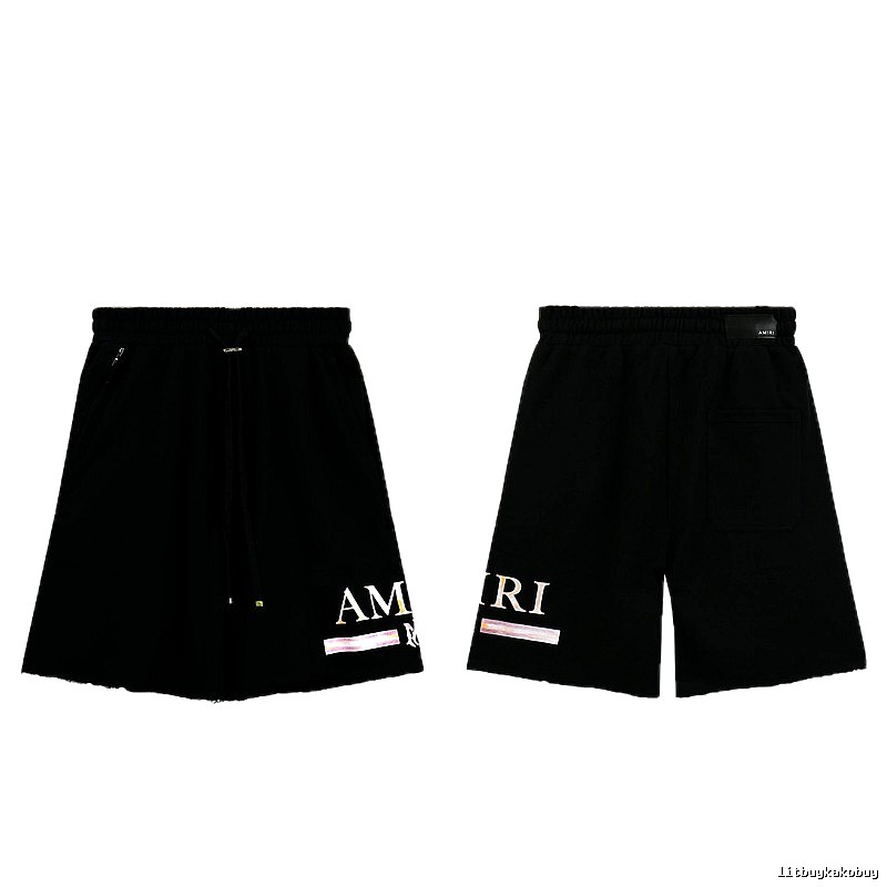 AMIRI Letter Print Street Style Black Shorts
