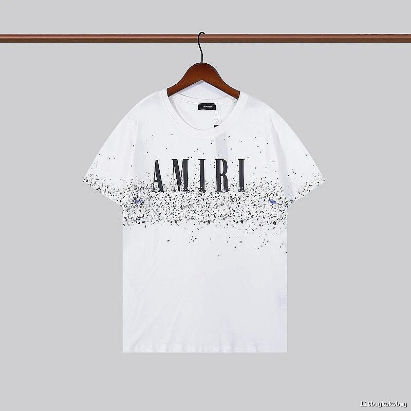 Amiri Logo Detail Graphic T-shirt White Blue Amiri with Relaxed Feel
