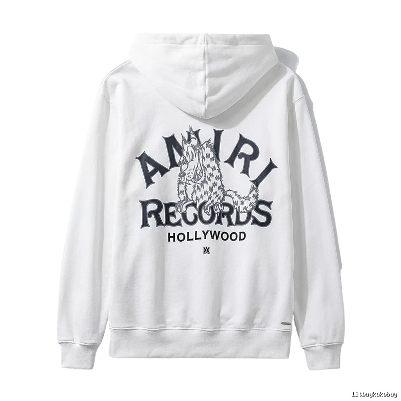 AMIRI RECORDS Series White Trendy and Cool Sweatshirt