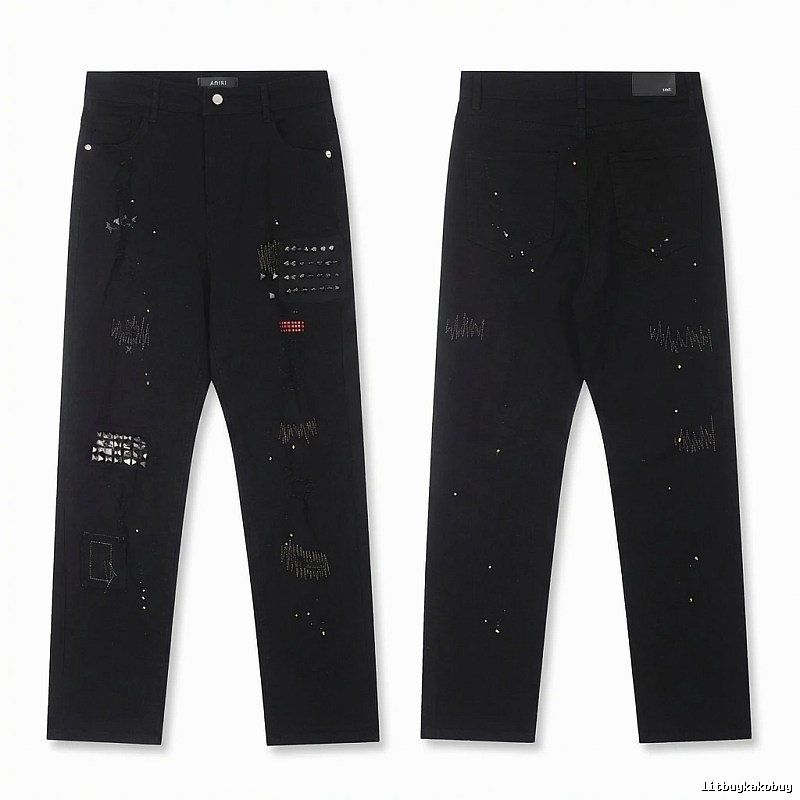 AMIRI Rivet Punk Style Black Pants