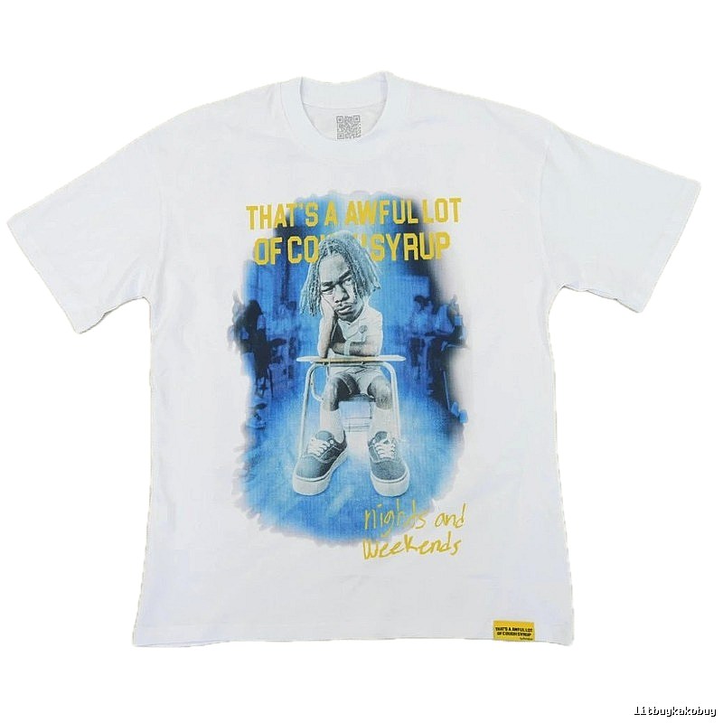 AwfulLot Portrait Print Hip-hop Style White T-shirt